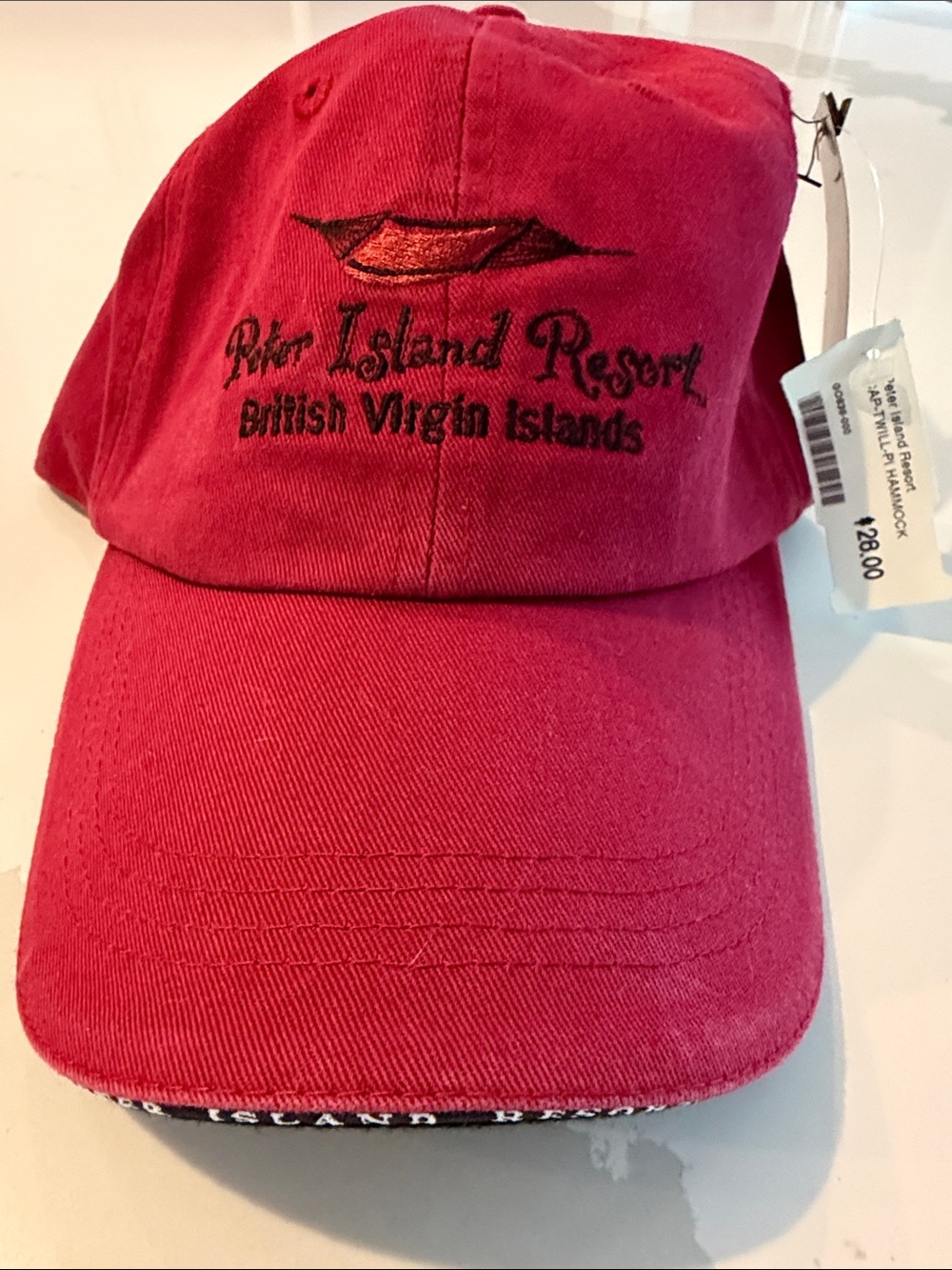 NWT Peter Island Resort Red Baseball Cap with Black Undervisor